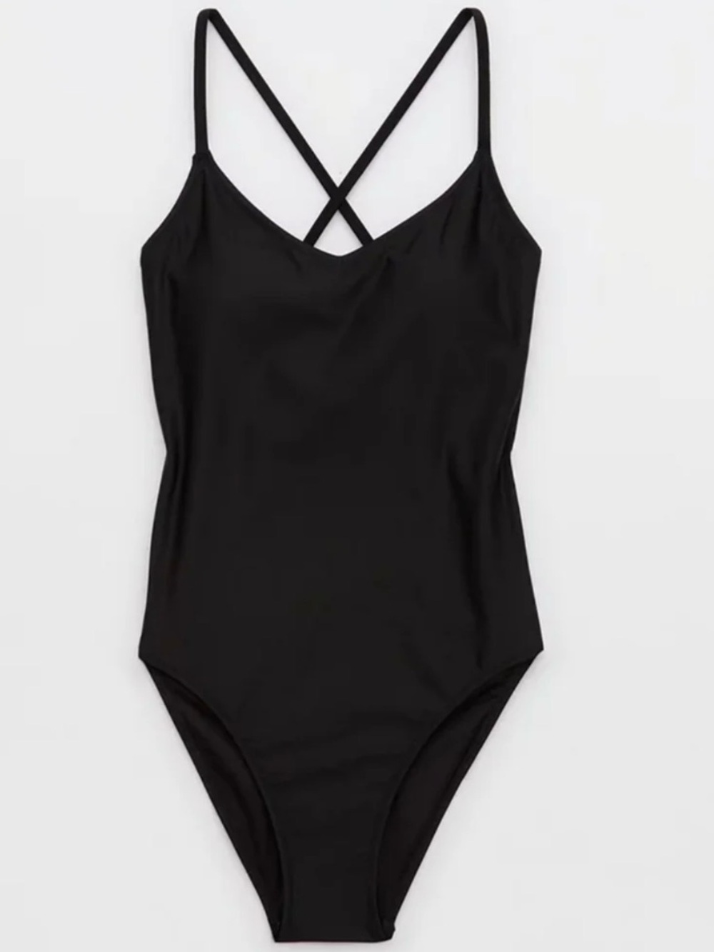 aerie Black Cross-Back Kids One-Piece Swimsuit